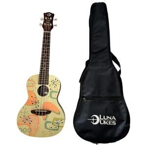 Luna Ukes UkeRadioactive Concert Ukulele w Case Mid Century Starburst Design